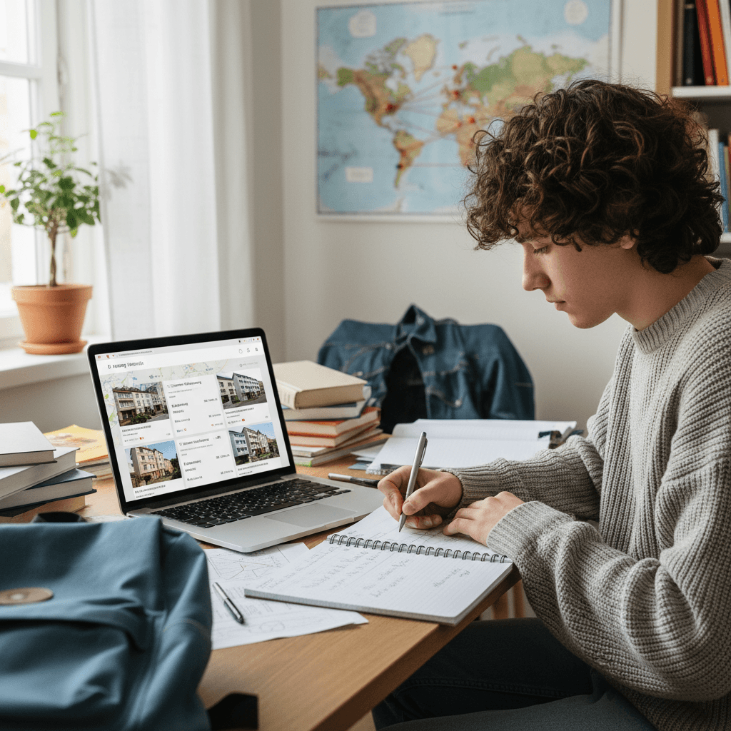 Estudiante reserva una habitación en Florencia de forma segura desde el extranjero a través de una plataforma digital